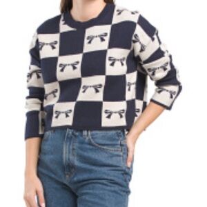 Navy and Cream Checkered Sweater